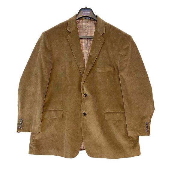 Saddlebred Corduroy Blazer Men's Size 52R Brown Cotton Lined Sport Coat Jacket - Picture 1 of 6